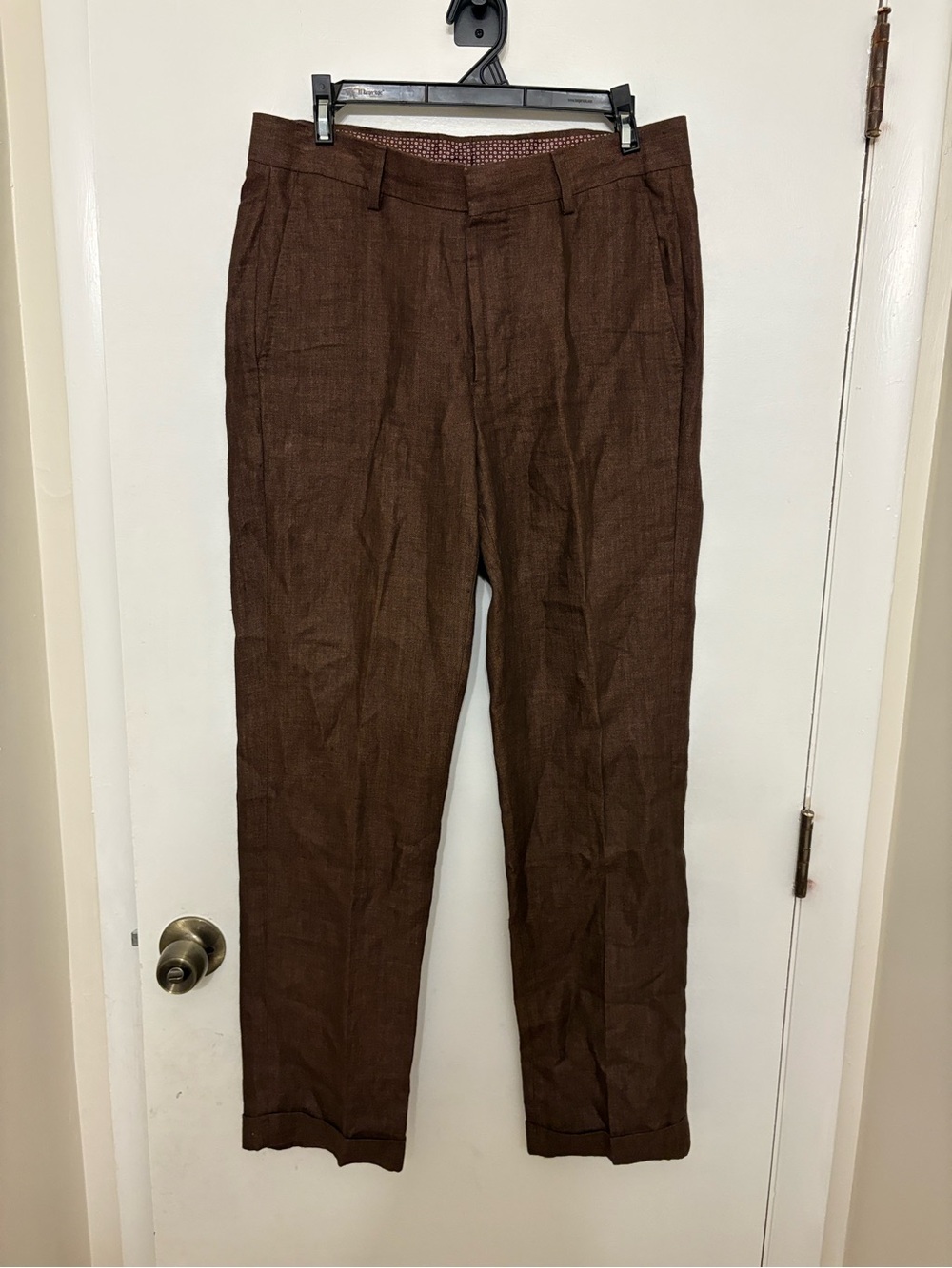 Murano Alex Slim Irish Linen Pants 30x30 Men Brown Baird McNutt Dress Trousers